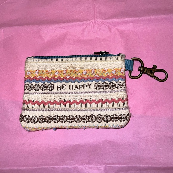 Vintage Wristlet Fabric Key Holder Wallet Colorful ID Pouch - Picture 2 of 9